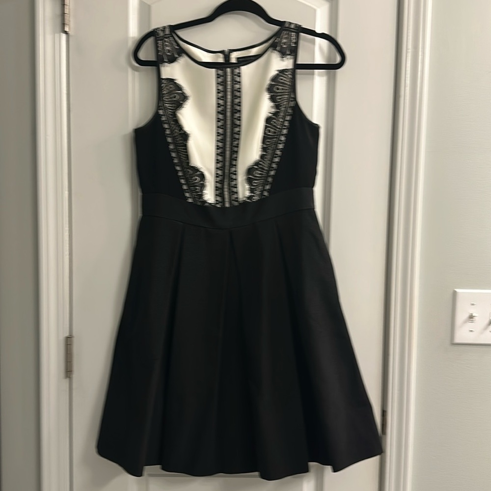 White House Black Market Black and White Fit-and-Flare Dress